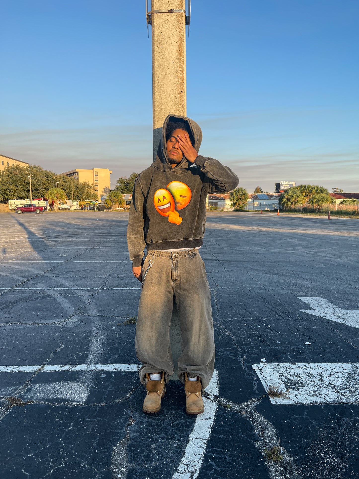 "masked emotions" emoji hoodie